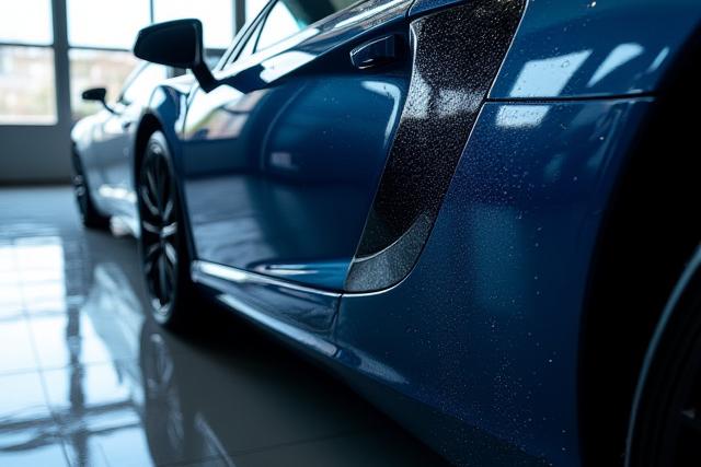 Ragyogó autó frissen kerámia bevonattal, mely védelmet és fényt biztosít