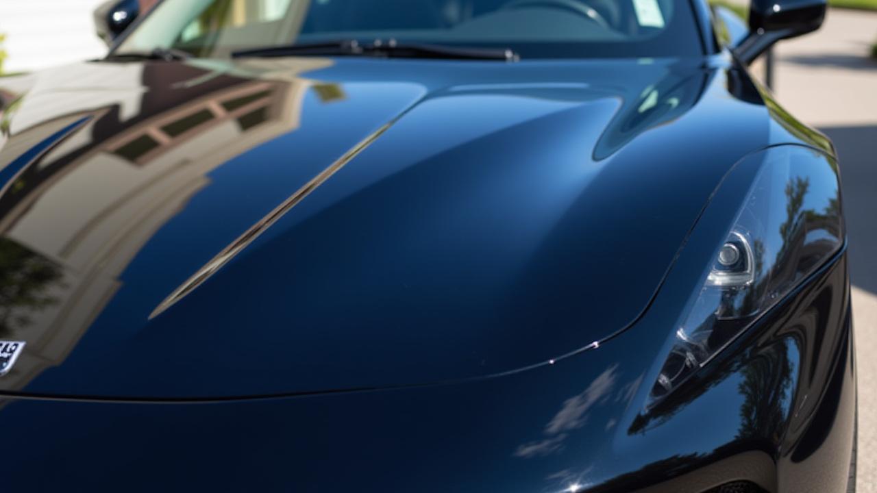 Kerámiabevonattal kezelt, fényes autókarosszéria